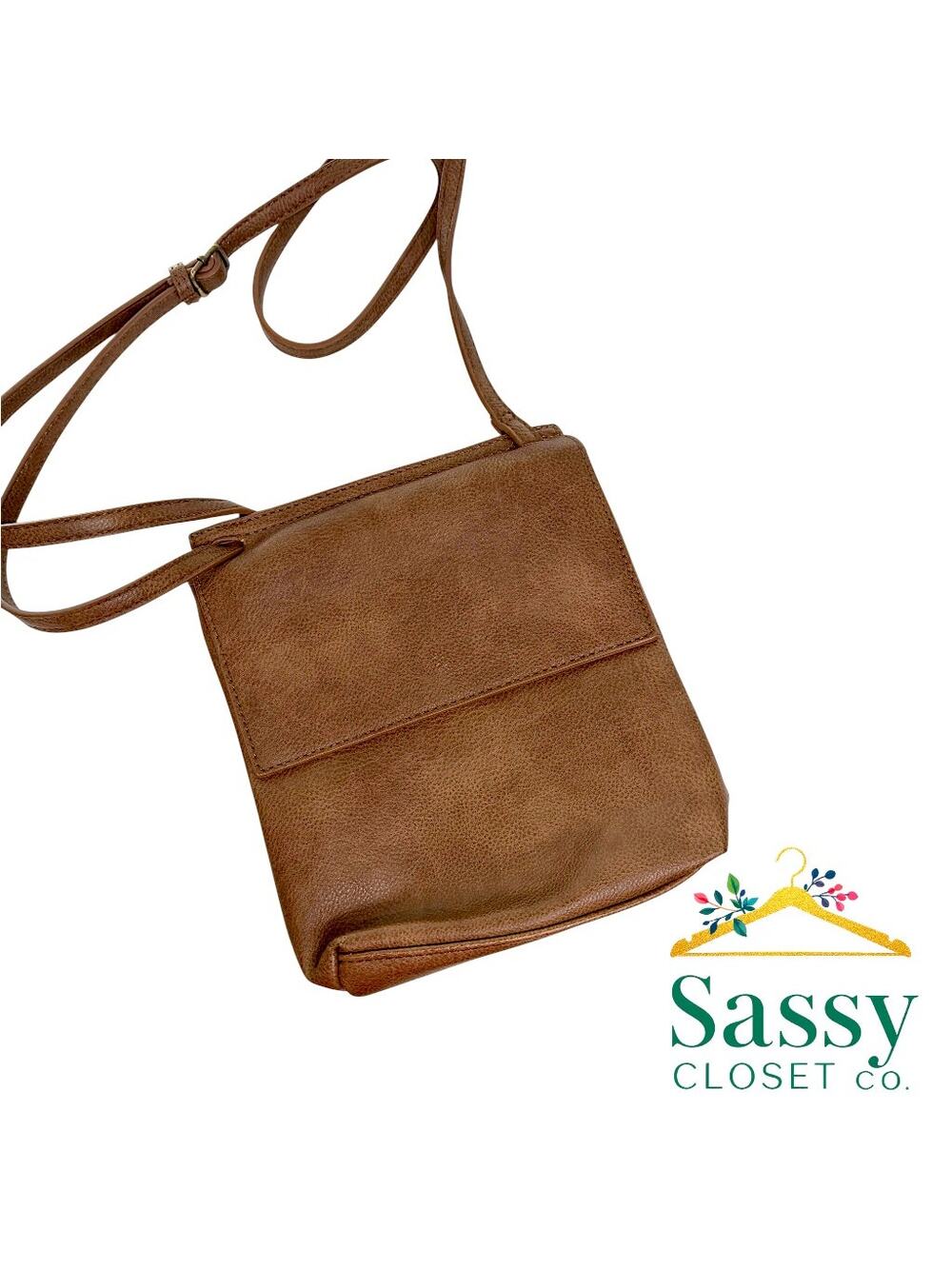✨ JOY SUSAN Brown Aimee Front Flap Vegan Leather Crossbody Bag OS EUC 🤎